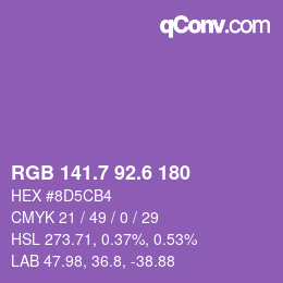 カラーコード: RGB 141.7 92.6 180 | qconv.com