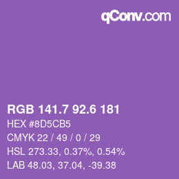 カラーコード: RGB 141.7 92.6 181 | qconv.com