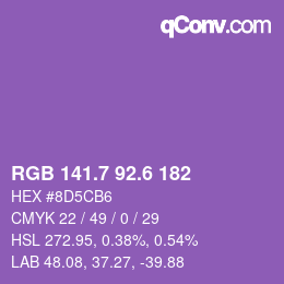 カラーコード: RGB 141.7 92.6 182 | qconv.com