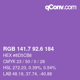 カラーコード: RGB 141.7 92.6 184 | qconv.com