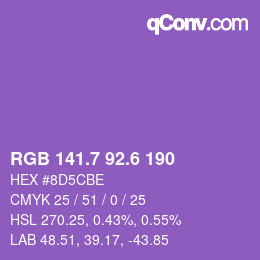 カラーコード: RGB 141.7 92.6 190 | qconv.com