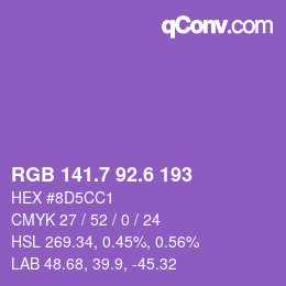 カラーコード: RGB 141.7 92.6 193 | qconv.com