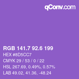 カラーコード: RGB 141.7 92.6 199 | qconv.com