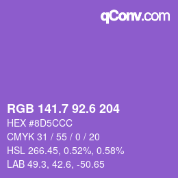 カラーコード: RGB 141.7 92.6 204 | qconv.com