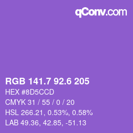 カラーコード: RGB 141.7 92.6 205 | qconv.com