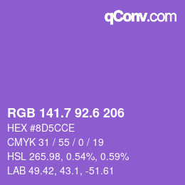 カラーコード: RGB 141.7 92.6 206 | qconv.com
