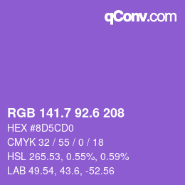 カラーコード: RGB 141.7 92.6 208 | qconv.com