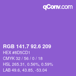 カラーコード: RGB 141.7 92.6 209 | qconv.com