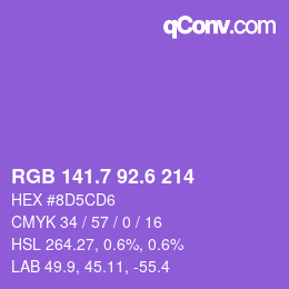 カラーコード: RGB 141.7 92.6 214 | qconv.com