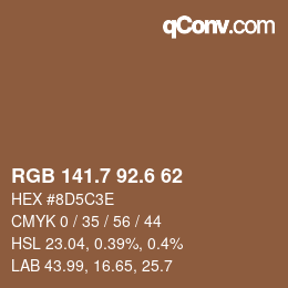 カラーコード: RGB 141.7 92.6 62 | qconv.com