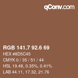 カラーコード: RGB 141.7 92.6 69 | qconv.com