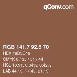 カラーコード: RGB 141.7 92.6 70 | qconv.com