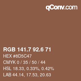 カラーコード: RGB 141.7 92.6 71 | qconv.com