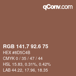 カラーコード: RGB 141.7 92.6 75 | qconv.com