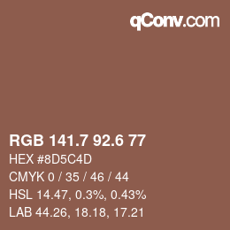 カラーコード: RGB 141.7 92.6 77 | qconv.com