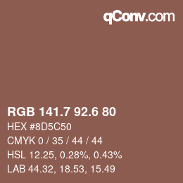 カラーコード: RGB 141.7 92.6 80 | qconv.com