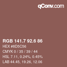 カラーコード: RGB 141.7 92.6 86 | qconv.com