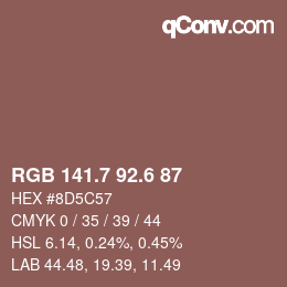 カラーコード: RGB 141.7 92.6 87 | qconv.com