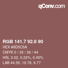 カラーコード: RGB 141.7 92.6 90 | qconv.com