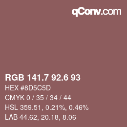 カラーコード: RGB 141.7 92.6 93 | qconv.com
