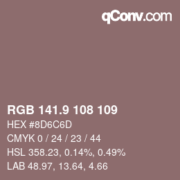 Color code: RGB 141.9 108 109 | qconv.com