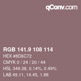 Color code: RGB 141.9 108 114 | qconv.com