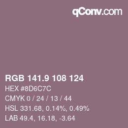 Color code: RGB 141.9 108 124 | qconv.com
