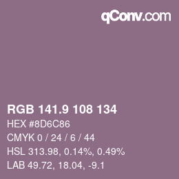 Color code: RGB 141.9 108 134 | qconv.com