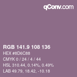 カラーコード: RGB 141.9 108 136 | qconv.com