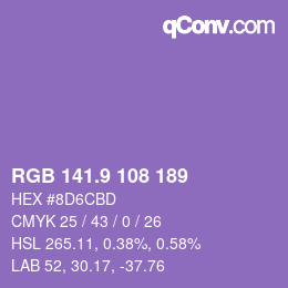 カラーコード: RGB 141.9 108 189 | qconv.com