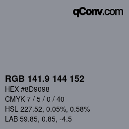 Color code: RGB 141.9 144 152 | qconv.com