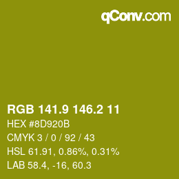 カラーコード: RGB 141.9 146.2 11 | qconv.com