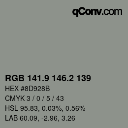 Código de color: RGB 141.9 146.2 139 | qconv.com