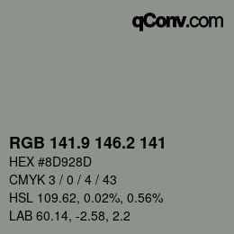 Color code: RGB 141.9 146.2 141 | qconv.com