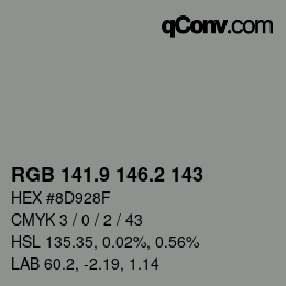 カラーコード: RGB 141.9 146.2 143 | qconv.com