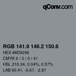 カラーコード: RGB 141.9 146.2 150.6 | qconv.com
