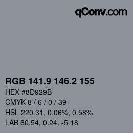 Color code: RGB 141.9 146.2 155 | qconv.com