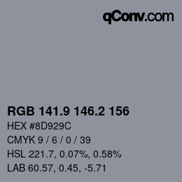 カラーコード: RGB 141.9 146.2 156 | qconv.com