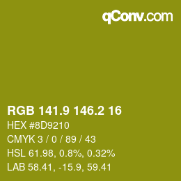 カラーコード: RGB 141.9 146.2 16 | qconv.com