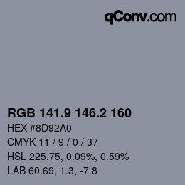 Color code: RGB 141.9 146.2 160 | qconv.com