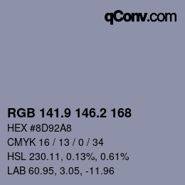 Color code: RGB 141.9 146.2 168 | qconv.com