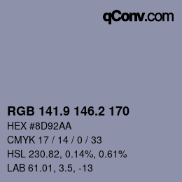 カラーコード: RGB 141.9 146.2 170 | qconv.com