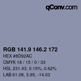 Color code: RGB 141.9 146.2 172 | qconv.com