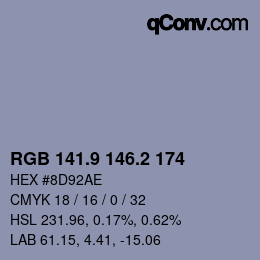 Color code: RGB 141.9 146.2 174 | qconv.com