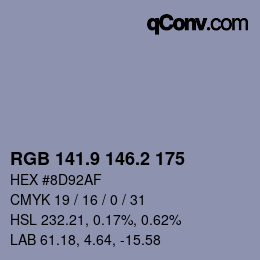 カラーコード: RGB 141.9 146.2 175 | qconv.com