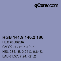 カラーコード: RGB 141.9 146.2 186 | qconv.com