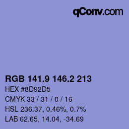 Color code: RGB 141.9 146.2 213 | qconv.com