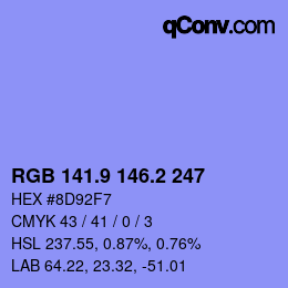 カラーコード: RGB 141.9 146.2 247 | qconv.com