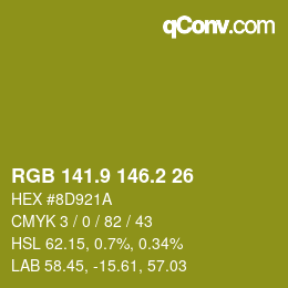 カラーコード: RGB 141.9 146.2 26 | qconv.com
