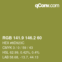 カラーコード: RGB 141.9 146.2 60 | qconv.com